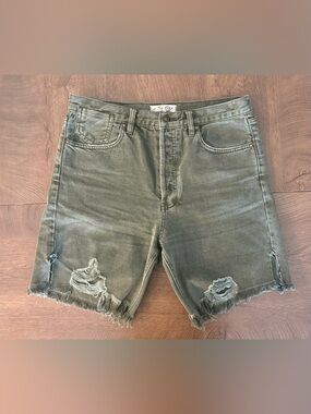 We The Free Olive Green Distressed Men’s Denim Shorts